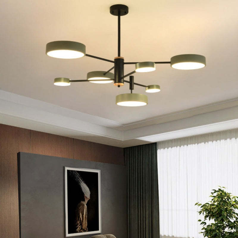 Arisha Pendelleuchte LED, Metall & Holz, Grau/Weiß/Gold