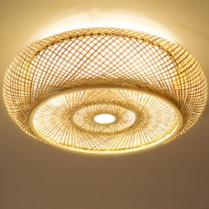 Plafonnier LED rustique tissé en rotin Muto