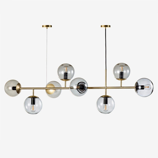 Valentina Industriële Lange Lineaire Metalen Hangende Bubble Multi Helder Glazen Lamp Slaapkamer Hanglamp Messing/Zwart