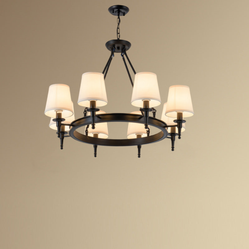 Lustre Silva vintage en métal et tissu, Noir/Cuivre