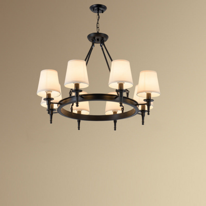 Lustre Silva vintage en métal et tissu, Noir/Cuivre