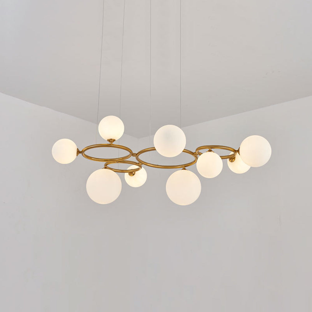 Suspension Valentina Modern Design Wave en métal et verre, blanc/or