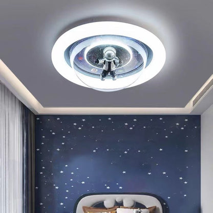 Aria Cosmic Astronaut & Galaxy Motif Flush Mount Ceiling Light