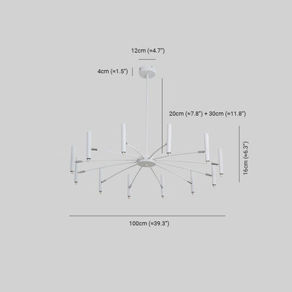 Arisha Modern Blown Linear Metal Multi-heads Chandelier