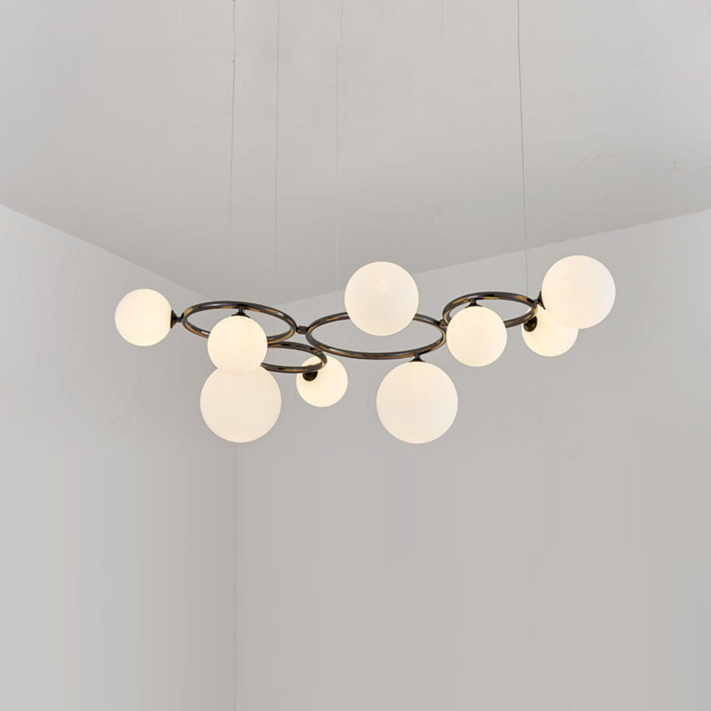Suspension Valentina Modern Design Wave en métal et verre, blanc/or