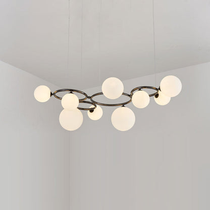 Suspension Valentina Modern Design Wave en métal et verre, blanc/or