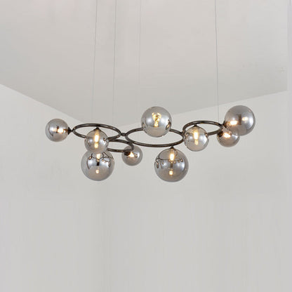 Suspension Valentina Modern Design Wave en métal et verre, blanc/or