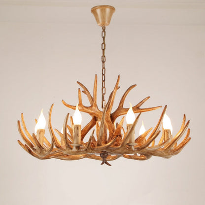 Silva Retro Deer Antlers Candle light Horn Resin Chandelier