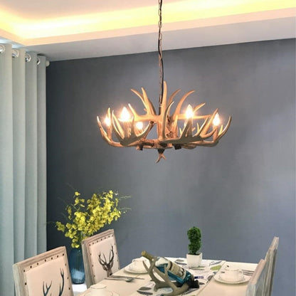 Silva Retro Deer Antlers Candle light Horn Resin Chandelier