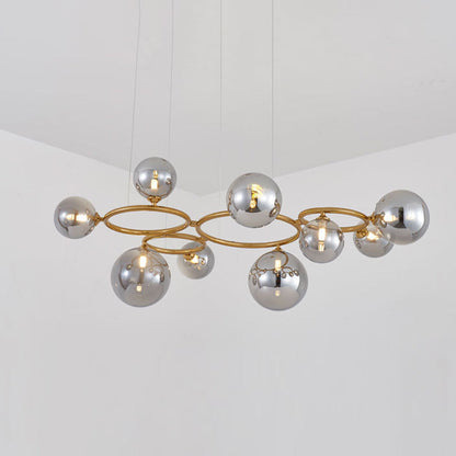 Suspension Valentina Modern Design Wave en métal et verre, blanc/or
