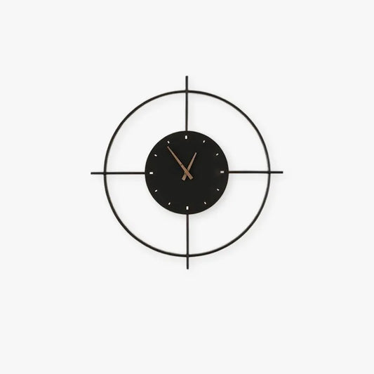 Glint Modern Clock Round Wall Lamp, Gold/Black