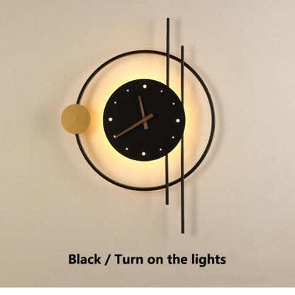 Arisha Wall Lamp Clock, Black & Gold
