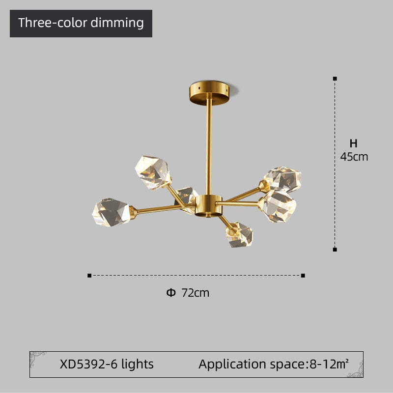 Kristy Luxuriöser Kristall-Kronleuchter für Wohnzimmer, golden