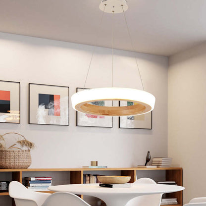 Muto Modern Ring Wood Pendant Light