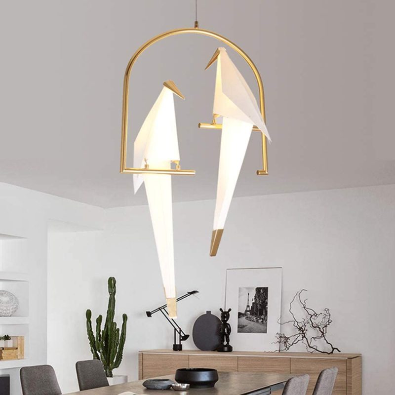 Arisha Modern Nordic Post Modern Bird Pendant Light, White/Clear