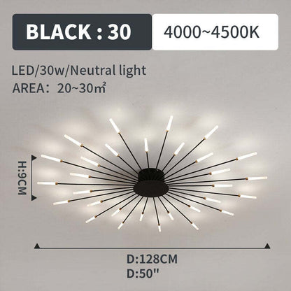 Wesley Flush-Mount Ceiling Light Fireworks, Black/Gold
