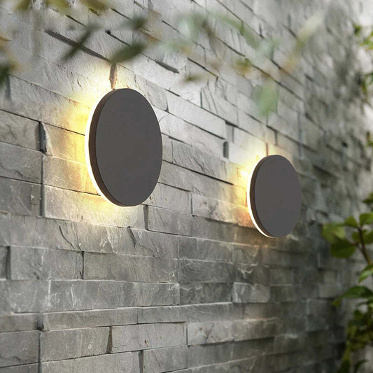 Applique murale extérieure minimaliste Klyne LED ronde/carrée, noire/blanche
