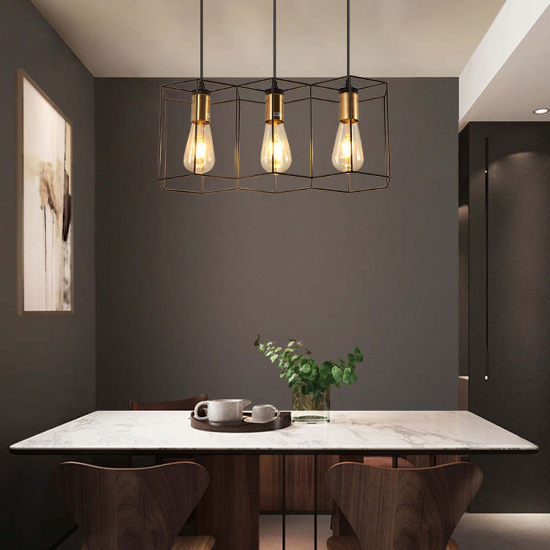Arisha Lampe suspendue rustique à 3/5 lumières avec géométrie de ferme, noir