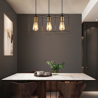 Arisha Lampe suspendue rustique à 3/5 lumières avec géométrie de ferme, noir