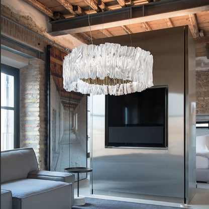 Kristy Modern Luxury Pleated Pendant Light, Circle, /Stainless Steel
