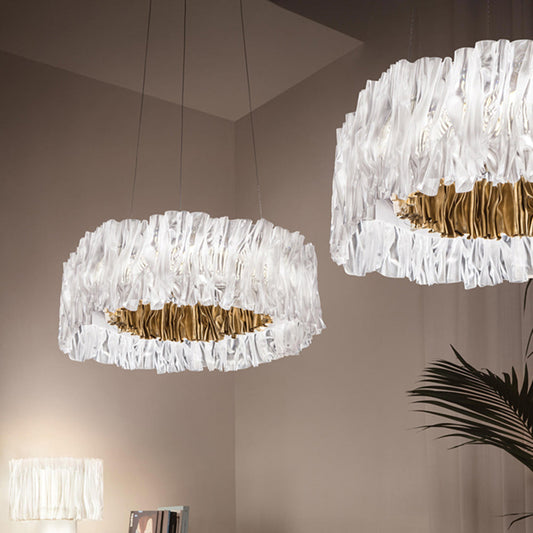 Kristy moderne luxe geplooide hanglamp, cirkel,/roestvrij staal