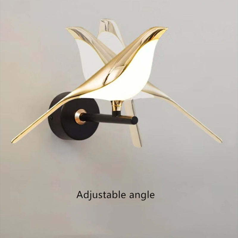 Arisha Minimalistische Elster-Vogel-Wandlampe aus Metall, Schlafzimmer