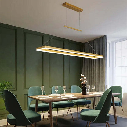 Gloen Modern Rectangular Hanging Pendant Light, Gold/Coffee