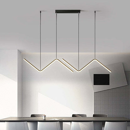 Arisha Lampe à suspension linéaire ondulée moderne double, noir/or