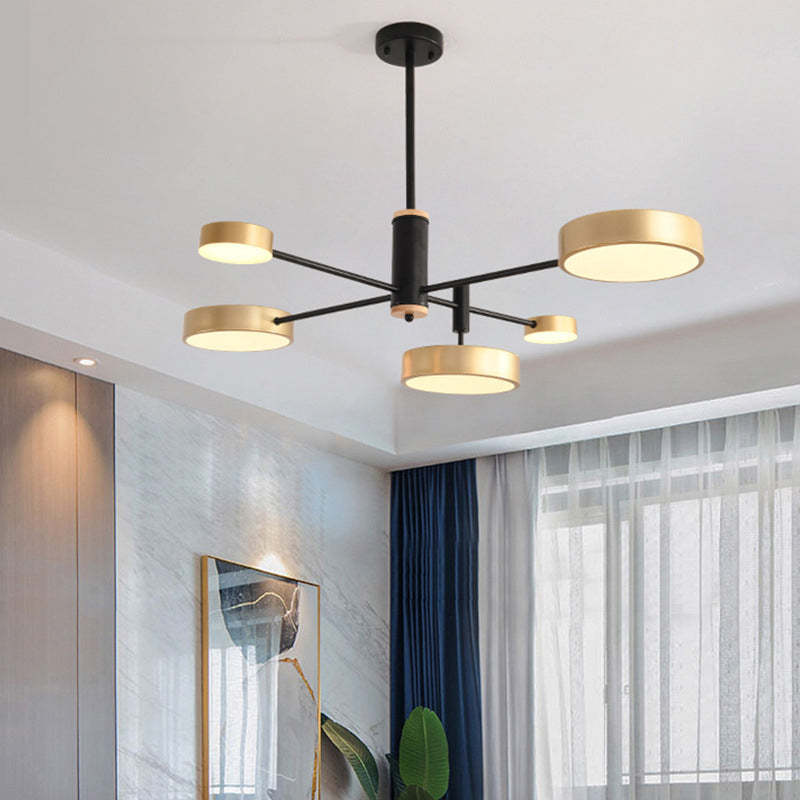 Arisha Pendelleuchte LED, Metall & Holz, Grau/Weiß/Gold