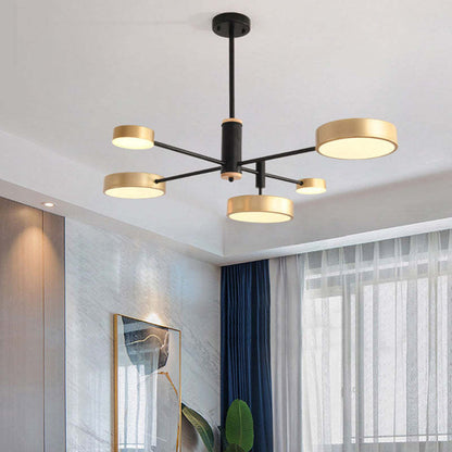 Arisha Pendelleuchte LED, Metall & Holz, Grau/Weiß/Gold