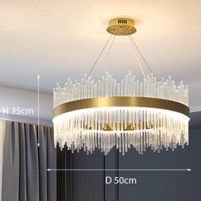 Kristy Modern Round/Rectangular Chain Chandelier, Gold