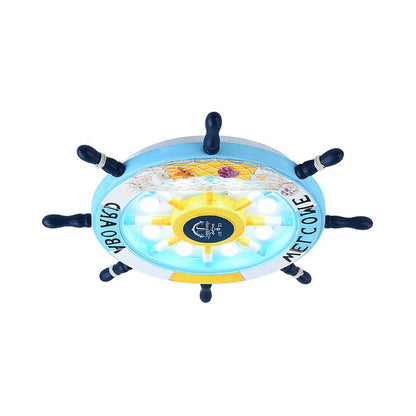Aria Modern Rudder Metal Flush Mount Ceiling Light, White/Blue For Kids