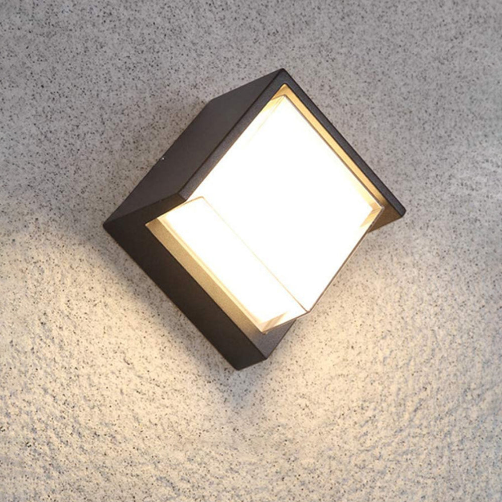 Ray Moderne quadratische Metall-Außenwandleuchte Schwarz Weiß