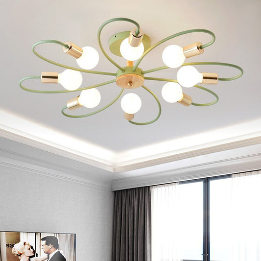 Arisha elegante inbouwplafondlamp van metaal/glas, grijs/groen