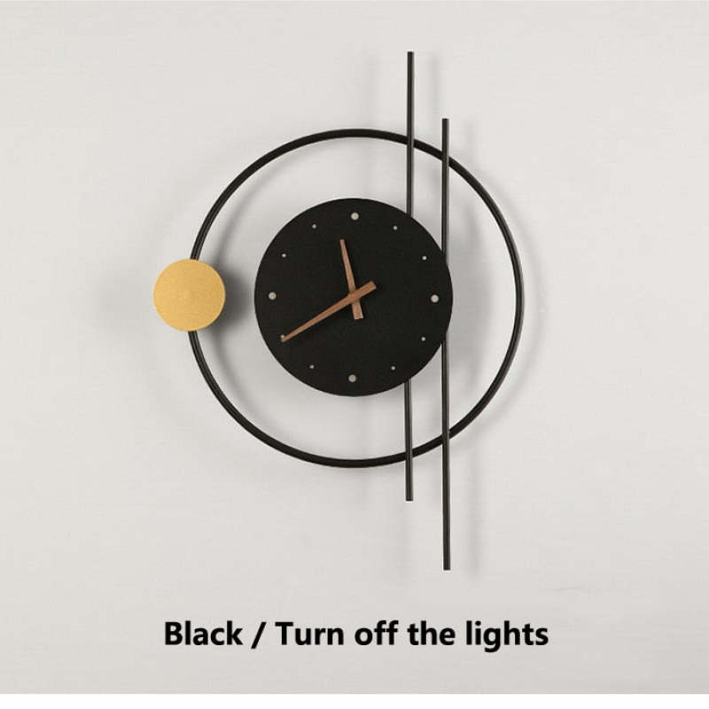 Arisha Wall Lamp Clock, Black & Gold