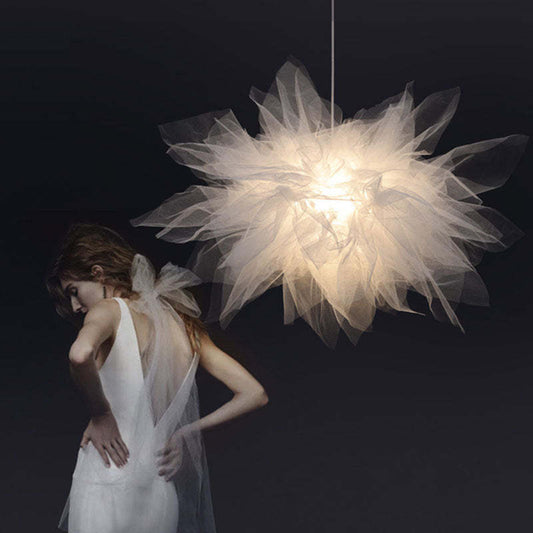 Arisha moderne hanglamp van stof met bloemen, slaapkamer, wit