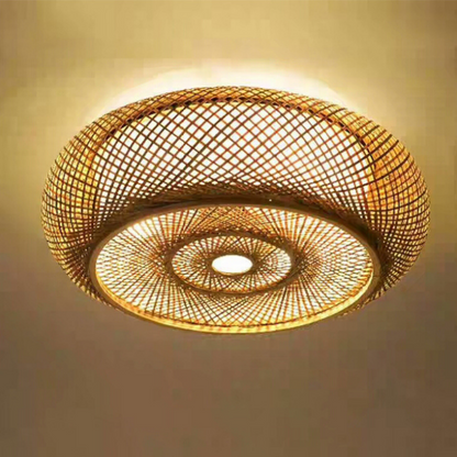 Plafonnier LED rustique tissé en rotin Muto