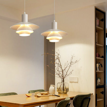 Moderne LED-Pendelleuchte Valentina aus weißem Holz und Metall für Schlafzimmer
