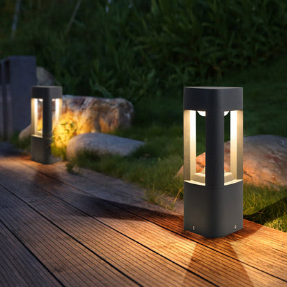 Ray Contemporary Metal Triangular Hollow Outdoor Path Light, Black