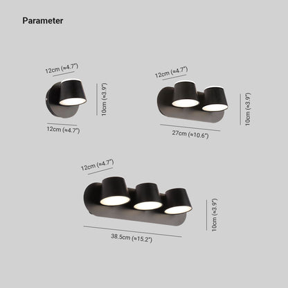 Arisha Moderne zylindrische Wandleuchte aus Metall mit Spiegelfront, Schwarz
