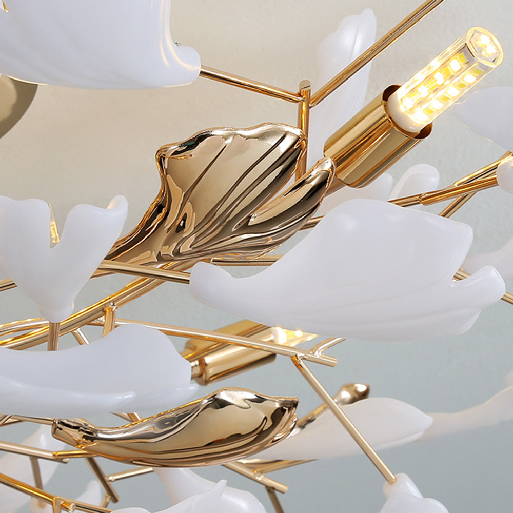 Olivia Elegant Leaf Ceramic/Metal Flush Mount Ceiling Light, Gold
