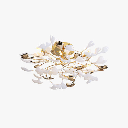 Olivia Elegant Leaf Ceramic/Metal Flush Mount Ceiling Light, Gold