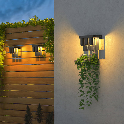 Ray Moderne minimalistische Metall-Solar-Wandleuchte für den Außenbereich, Schwarz