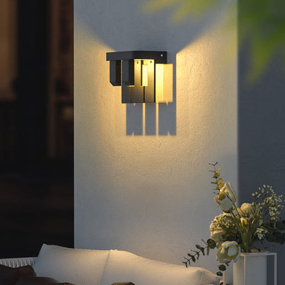 Ray Moderne minimalistische Metall-Solar-Wandleuchte für den Außenbereich, Schwarz