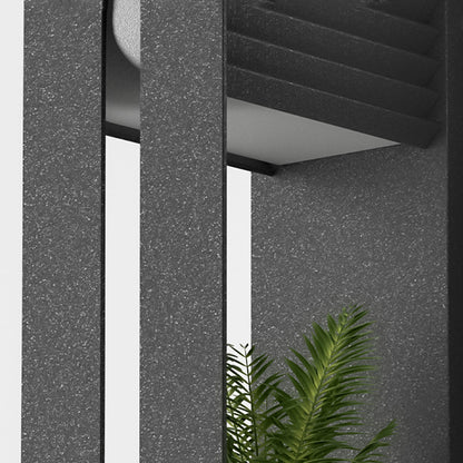 Ray Modern Rectangular Metal/ Solar Outdoor Plants Pot Holder Wall Lamp, Black