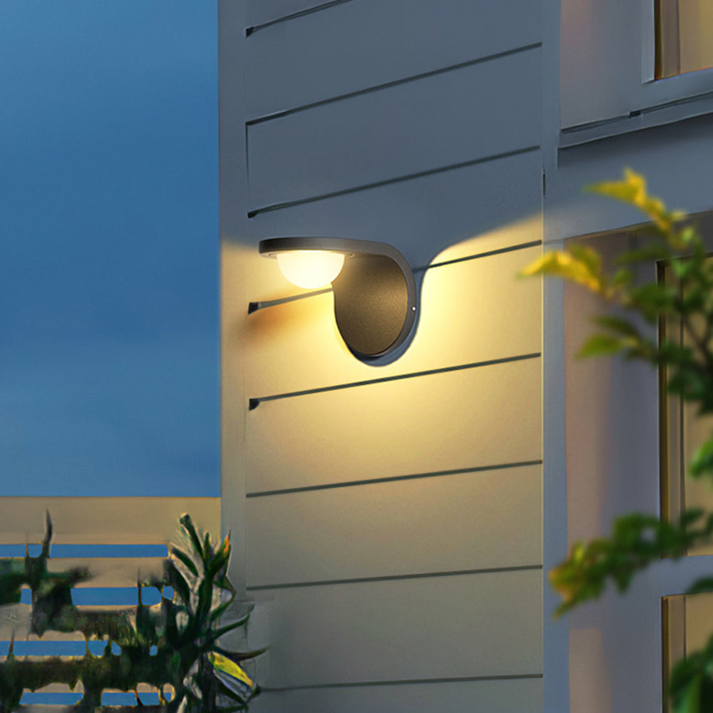 Ray Moderne Arc-Wandleuchte aus Metall/Solar, wasserdicht, verstellbar, für den Außenbereich, Schwarz