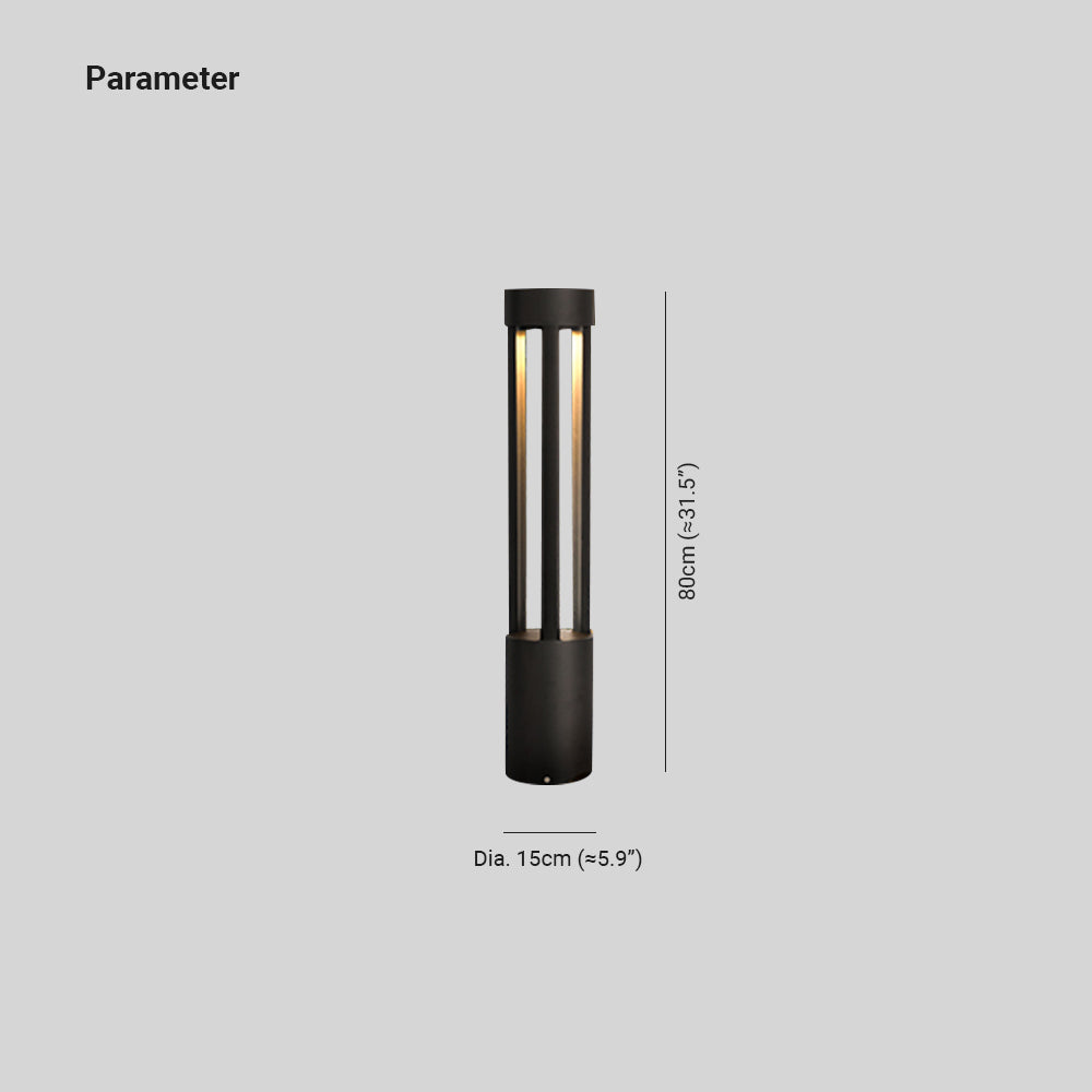 Lampe d'extérieur creuse cylindrique moderne Ray, noire