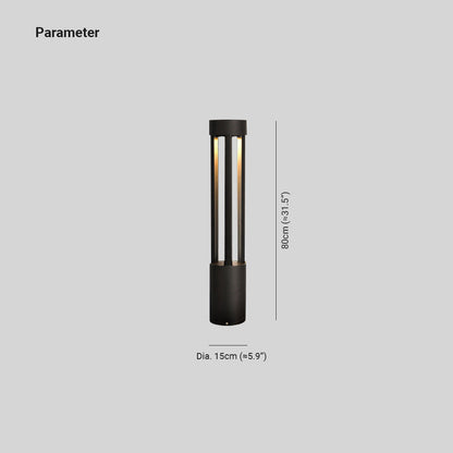 Lampe d'extérieur creuse cylindrique moderne Ray, noire