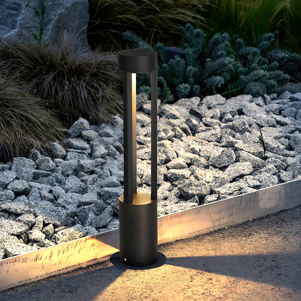 Lampe d'extérieur creuse cylindrique moderne Ray, noire