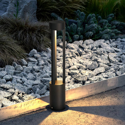 Lampe d'extérieur creuse cylindrique moderne Ray, noire